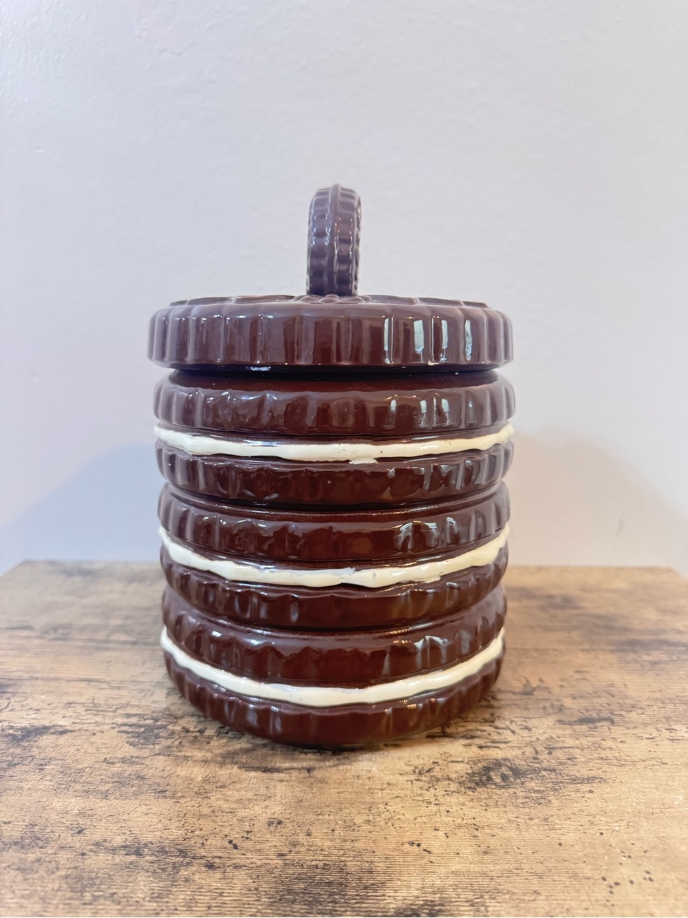 Cookie Stack Ceramic Canister - Chocolate Brown - Picture 2 of 10